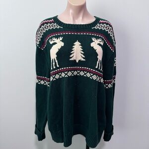 American Living Moose Sweater Cabin Tree Winter Holiday Christmas Ralph Lauren
